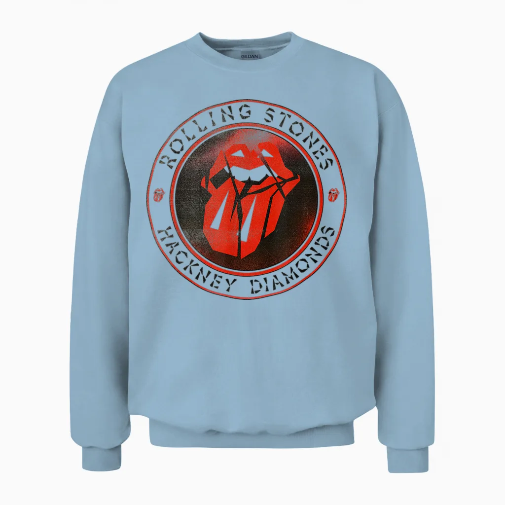 Offizielles the Rolling Stones Hd Circle Logo Unisex Sweatshirt in Light Blue