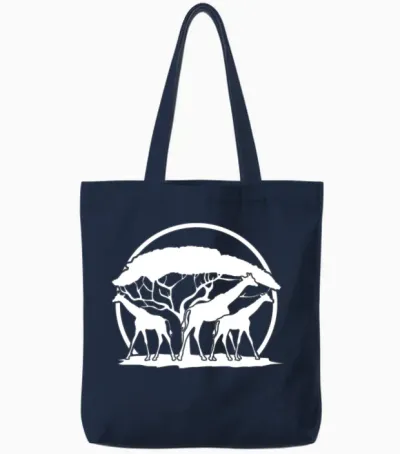 Giraffe Safari Giraffe Tote Bags - Navy