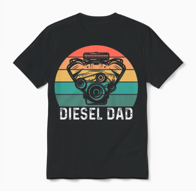 Vintage Diesel Mechanic Saying for Mechanic Dad Unisex T-Shirt in Black