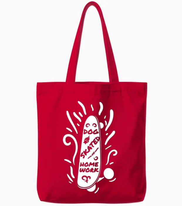 Funny Skateboarding Phrase Tote Bags in Red