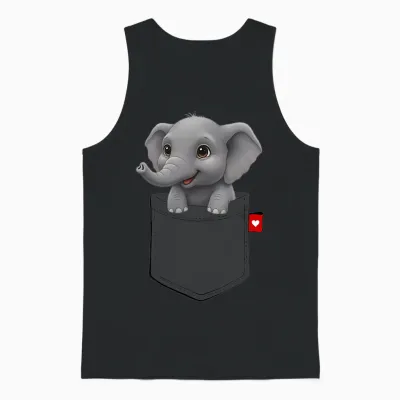 Elefant in Der Tasche Guckt Süßer Tier-Elefant Unisex Tank Top - Black