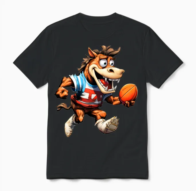 Horses Rugby Horse Lovers Unisex T-Shirt in Black