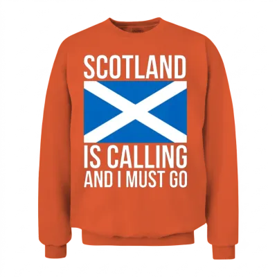 Funny Scottish Scotland Is Calling and I Must Go Unisex Sweatshirt - Orange