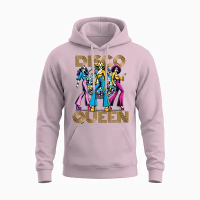 Disco Queen Retro Vintage Dancing 70s 80s 90s Disco T-Shirt, Black, Female X-Small Unisex Hoodie - Light Pink