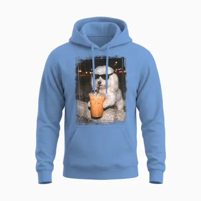 Malteser Sonnenbrille Für Hunde Mit Eiskaffee Unisex Hoodie - Carolina Blue