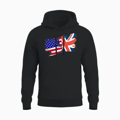 Usa Uk Unisex Hoodie - Black