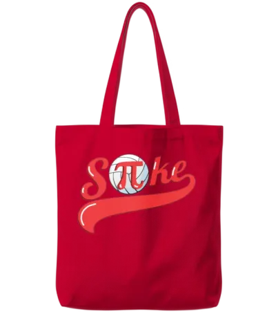 Volleyball Spike T Shirt with Math Symbol Pi Subst Tote Bags - Red