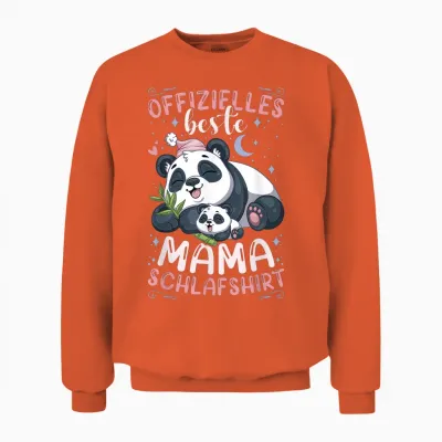 Offizielles Best Mama Schlafshirt, Mutter Panda-Bär Mit Kind Unisex Sweatshirt - Orange