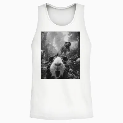 Lustiges Meerschweinchen-Selfie Mit T-Rex-Dinosaurier-Dino-Grafik Unisex Tank Top - White