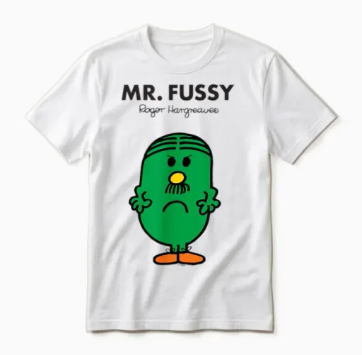 Mr. Men Mr. Fussy Unisex T-Shirt in White