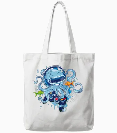 Octopus with Gamepad and Vr Goggles Tote Bags - White