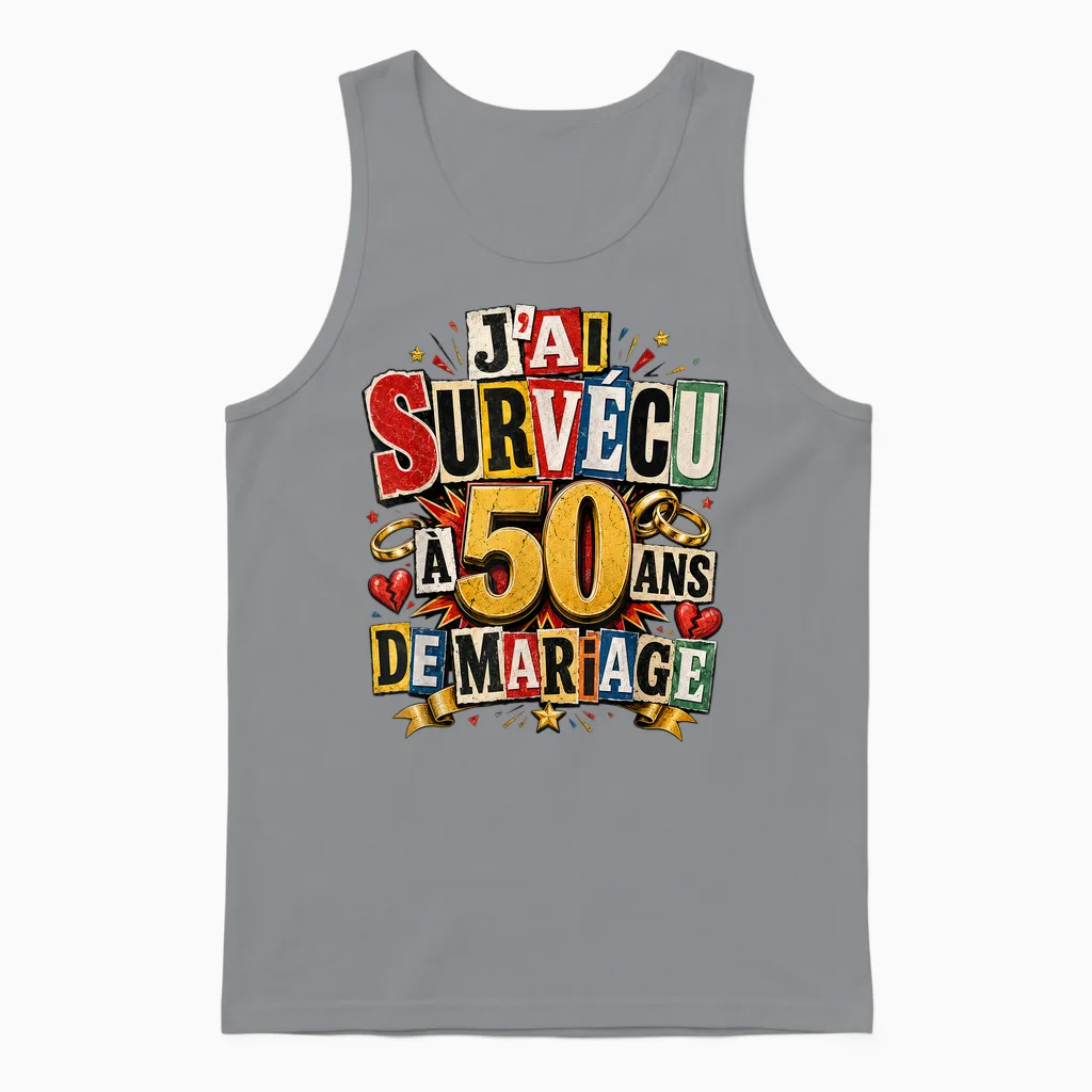 Noces D'or Humour J'ai Survécu à 50 Ans De Mariage Cadeau Unisex Tank Top in Sport Grey