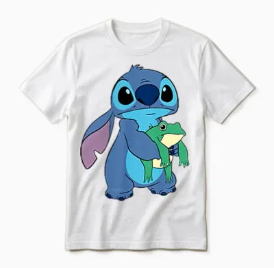 Disney Lilo & Stitch Small Pose T-Shirt, Black Unisex T-Shirt - White