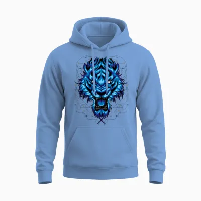 Tiger Head Retro Unisex Hoodie - Carolina Blue