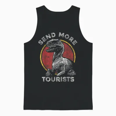 Jurassic Park Send More Tourists Raptor T-Shirt Small Unisex Tank Top - Black