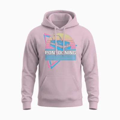 Pontooning Poonton Boat Retro Unisex Hoodie - Light Pink