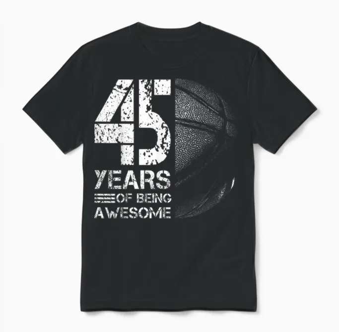 45e Anniversaire Homme Basketteur Basket-Ball 45 Ans Unisex T-Shirt in Black