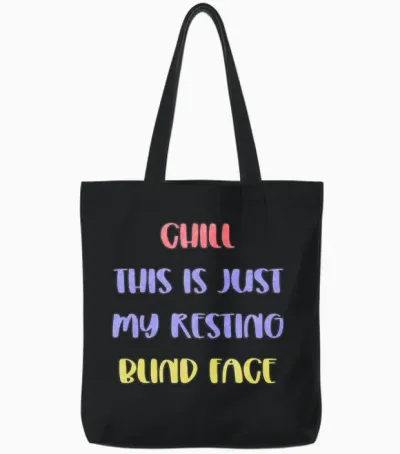 Resting Blind Face Tote Bags - Black