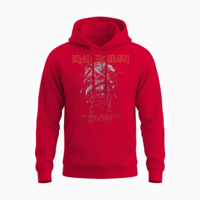 Iron Maiden Powerslave Head Mummy Brown Unisex Hoodie - Red