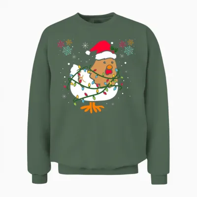 Funny Chicken Unisex Sweatshirt - Military Green