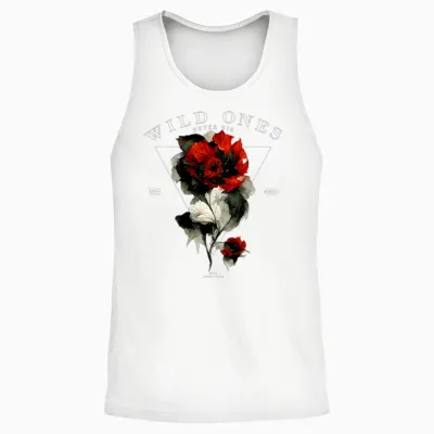 Backprint Streetwear Mode Fashion Damen Herren Retro Rose Unisex Tank Top - White