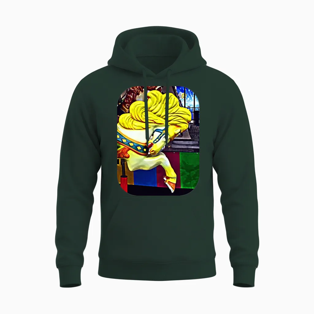 Carousel Horse with Yellow Mane Unisex Hoodie in Forest