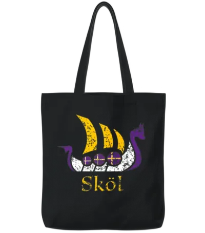 Skol Nordic Scandinavian Vikings Boat Tote Bags - Black