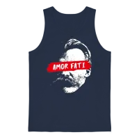 Friedrich Nietzsche with Eye Cover Amor Fati Unisex Tank Top - Navy – 1