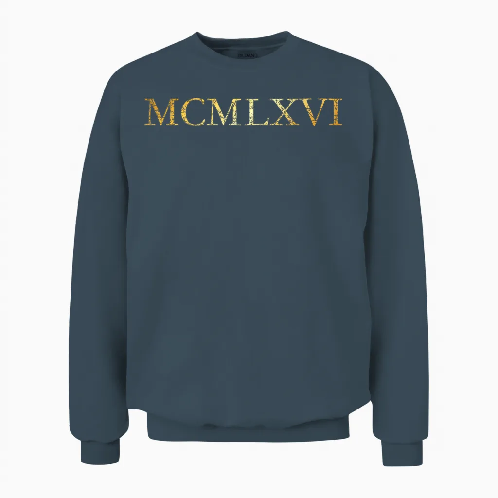 Mcmlxvi Année 1966 (jaune Ancien) 60 Anniversaire Cadeau Unisex Sweatshirt in Dark Heather