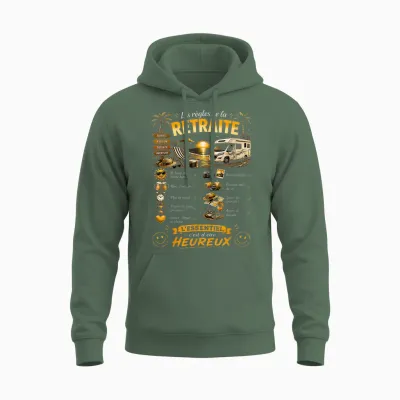 Cadeau Retraité Homme Original Les Règles De La Retraite Unisex Hoodie - Military Green