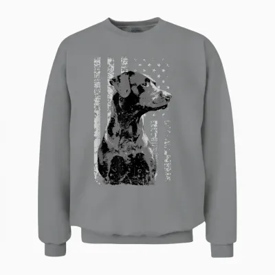 Patriotic Usa Flag Black Labrador Gift for Lab Owners Short Sleeve Unisex Sweatshirt - Sport Grey