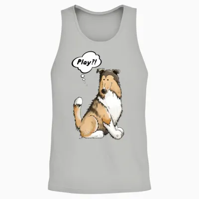 Play Collie - Dog - Dogs - Gift - Cartoon Unisex Tank Top - Ash
