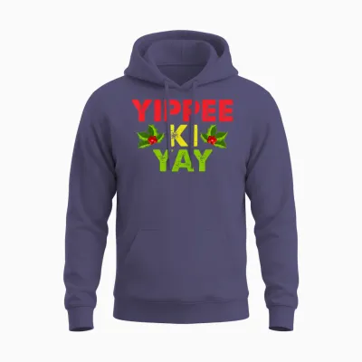Yippee-Ki-Yay Design Unisex-Adults Funny Christmas T-Shirt, Black, Small Unisex Hoodie - Heather Sport Dark Navy