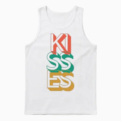 Retro Kisses Unisex Tank Top - White