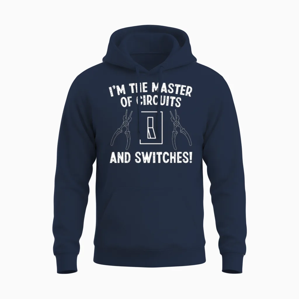 Electrician Master of Circuits and Switches Unisex Hoodie in Navy