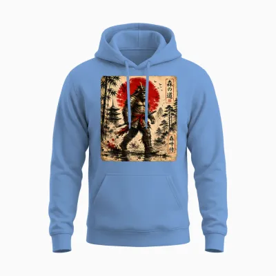 Samurai Bigfoot Warrior Art Japonais Anime Bigfoot Samourai Unisex Hoodie - Carolina Blue