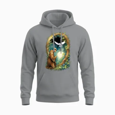 St Francis of Assisi Patron Saint of Animals Unisex Hoodie - Sport Grey