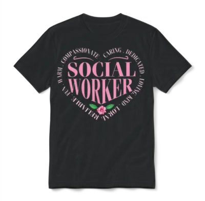 Social Worker Heart Graphic Unisex T-Shirt - Black