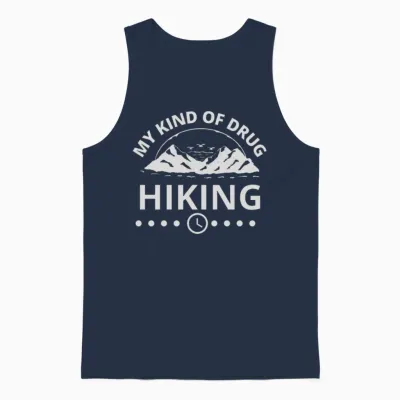 Hiking Is My Kind of Drug Unisex Tank Top - Navy