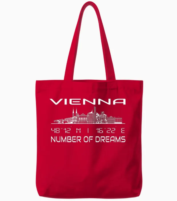 Gps Koordinaten Hauptstadt österreich Tourist Skyline Wien Tote Bags in Red