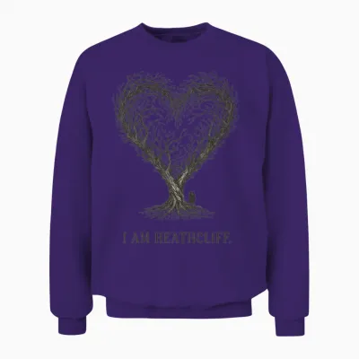 I Am Heathcliff - Wuthering Heights Quote Unisex Sweatshirt - Purple