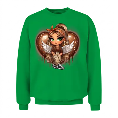Chicana Latina Girl Style Design Graphic Unisex Sweatshirt - Irish Green