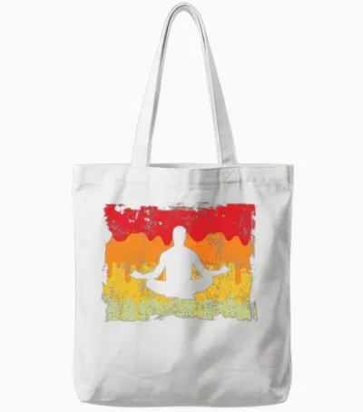 Yoga Retro Tote Bags - White