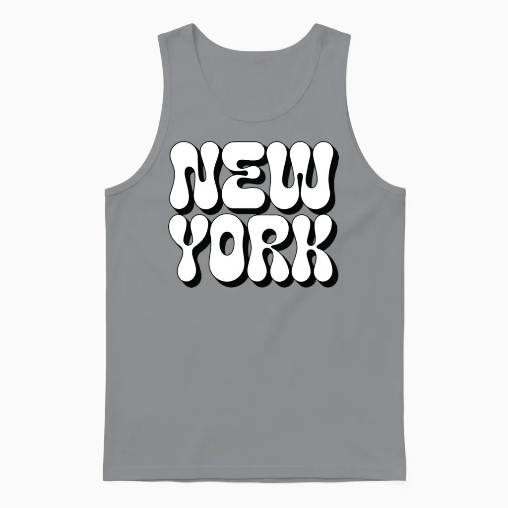 New York Typography Unisex Tank Top in Sport Grey