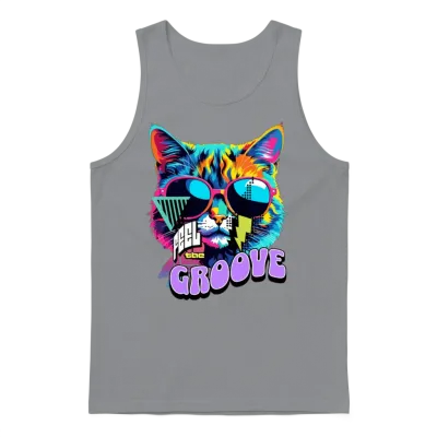 'feel the Groove' Retro Cat Gd Unisex Tank Top - Sport Grey