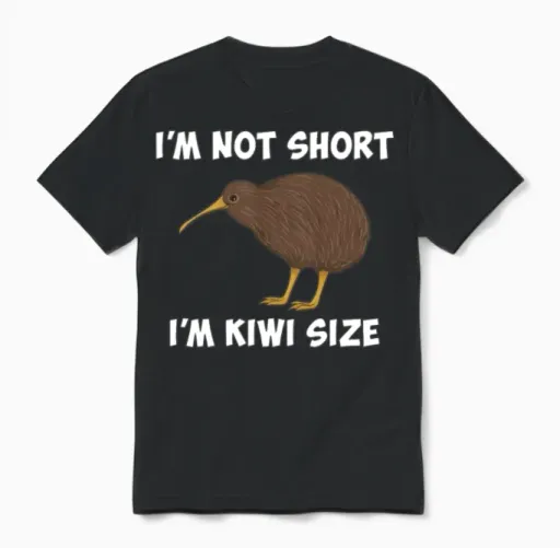 I'm Not Short Kiwi Size, Kiwi Bird Unisex T-Shirt in Black