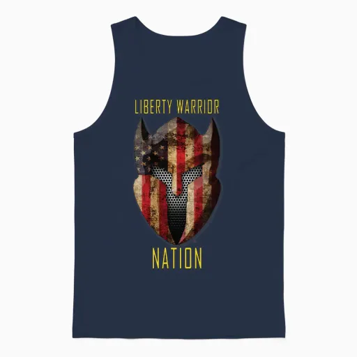 Liberty Warrior Nation Shield Unisex Tank Top in Navy