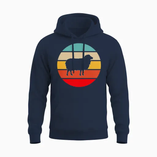 Sheep Retro Unisex Hoodie - Navy