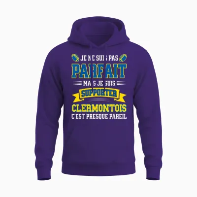 Pas Parfait Supporter Rugby Humour Clermont-Ferrand Rugbyman Unisex Hoodie - Purple