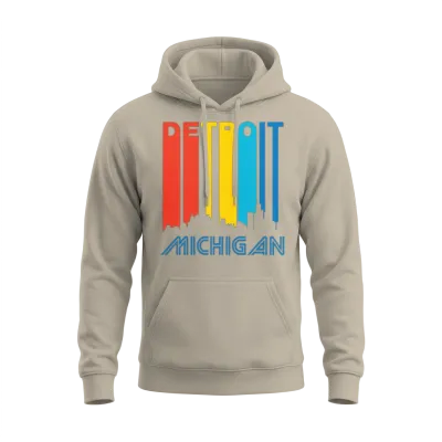 Retro Detroit Skyline Unisex Hoodie - Sand